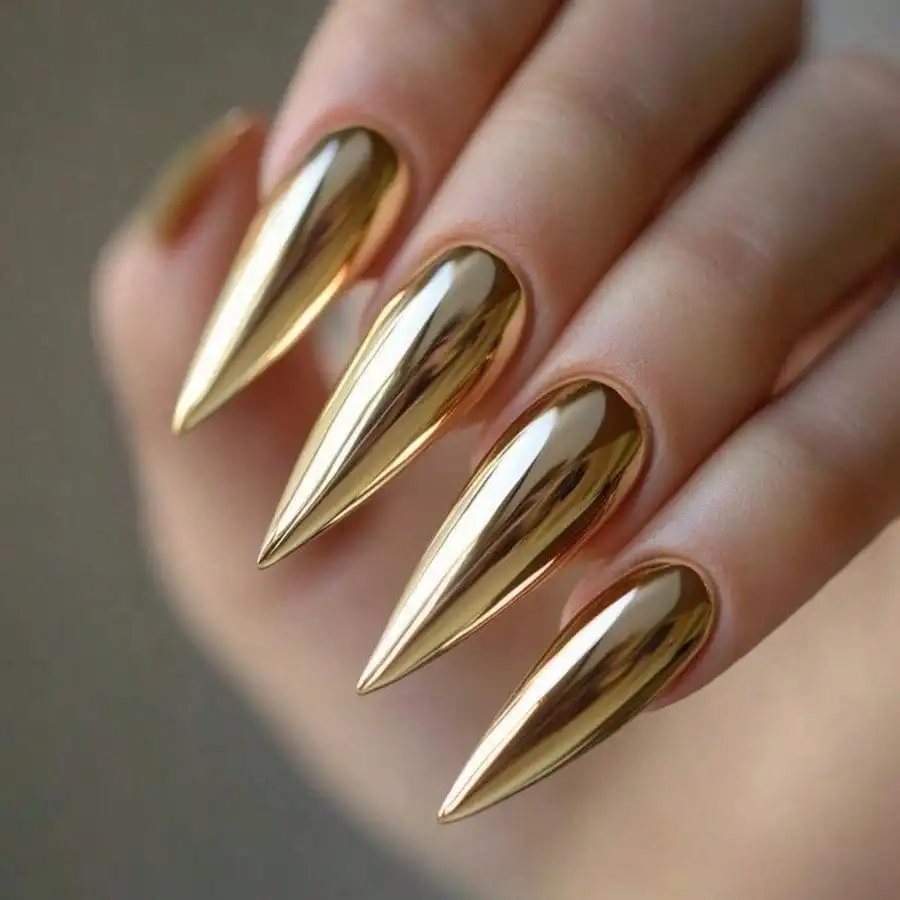 

24 шт. длинных глянцевых накладных ногтей с эффектом блеска и гальваническим покрытием, многоразовые, не требуют снятия, для повседневного использования, вечеринок и свиданий.