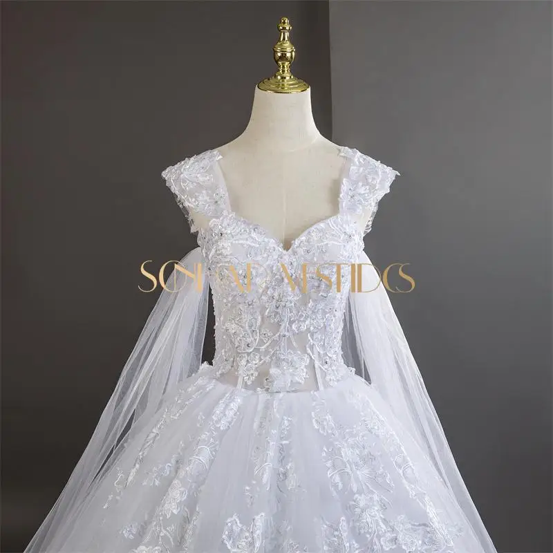 Süße Brautkleider, luxuriöses Spitzen-Hochzeitskleid mit Schleppe, klassisches Brautkleid, maßgeschneidert, 2025, neu, Übergröße