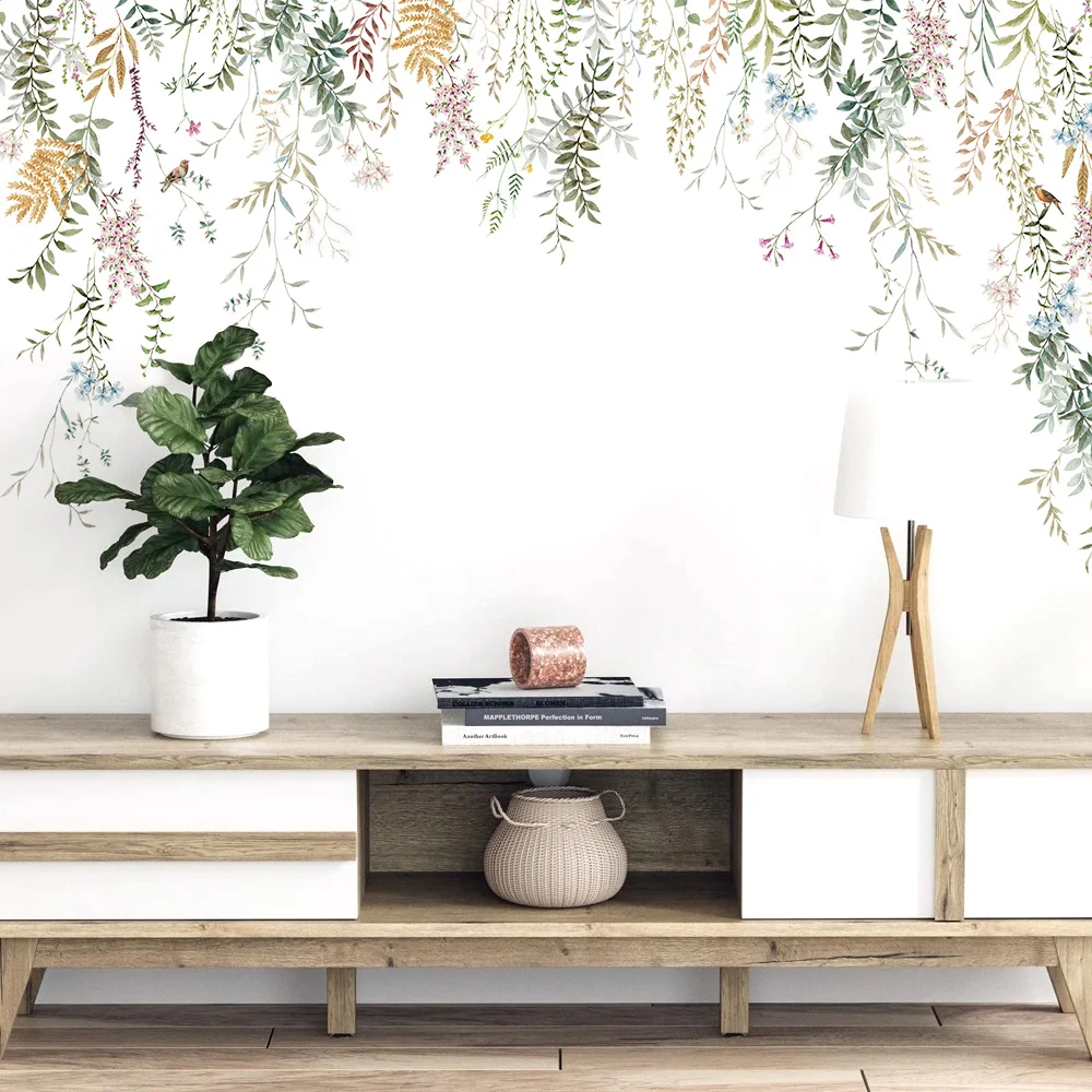 Ink Wall Stickers Green Vine Tree For Living Room Bedroom Home Background Wall Decor Self-adhesive Vinyl Sticker Wallpaper view 5