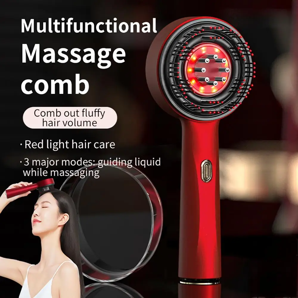 

Electric Vibration Massage Comb Red Light Therapy Hair Growth Massage Scalp Brush Anti Hair Loss Liquid Oil Applicator Hair Care