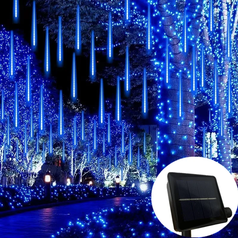 

Wedding Garden Holiday Light LED 8 Tubes Solar Meteor Shower String Light Fairy Light Garlands Christmas Tree Decoration 30/50CM