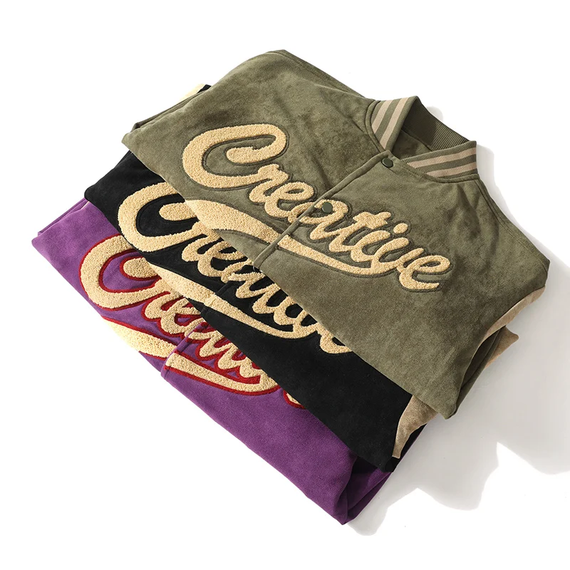 Men Baseball Jersey Spring Autumn New Fashion Color-block Letter Embroidery Outdoor Travel Stand Collar Coat Couple Trend Jacket