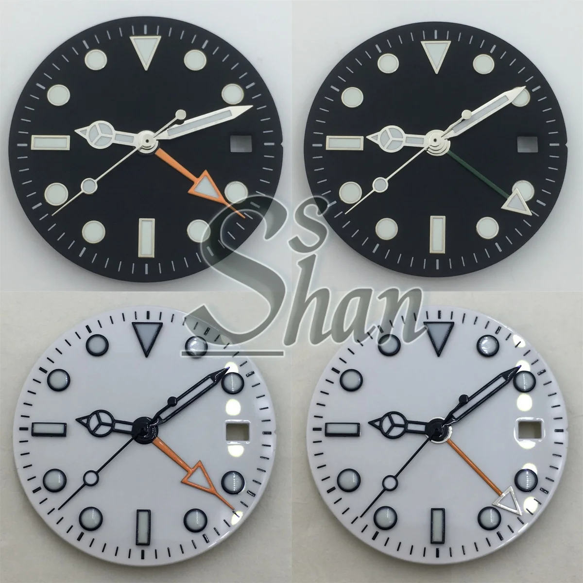 29mm quartz GMT dial is black and white paired with the hand-held C3 illuminated RONDA 515-24h GMT quartz movement watch parts