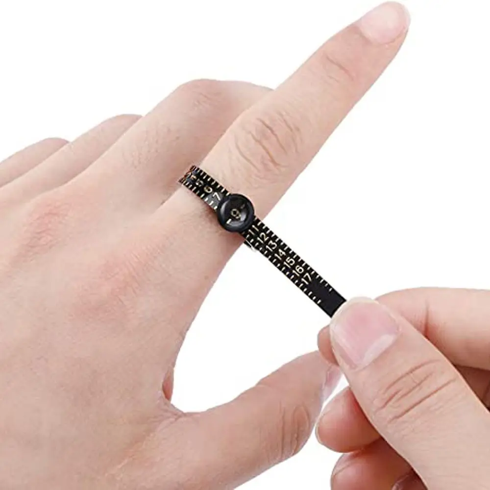 Schwarz mit Lupe Größen 1-17 echte Tester Ring Sizer messen Finger lehre Ehering Band