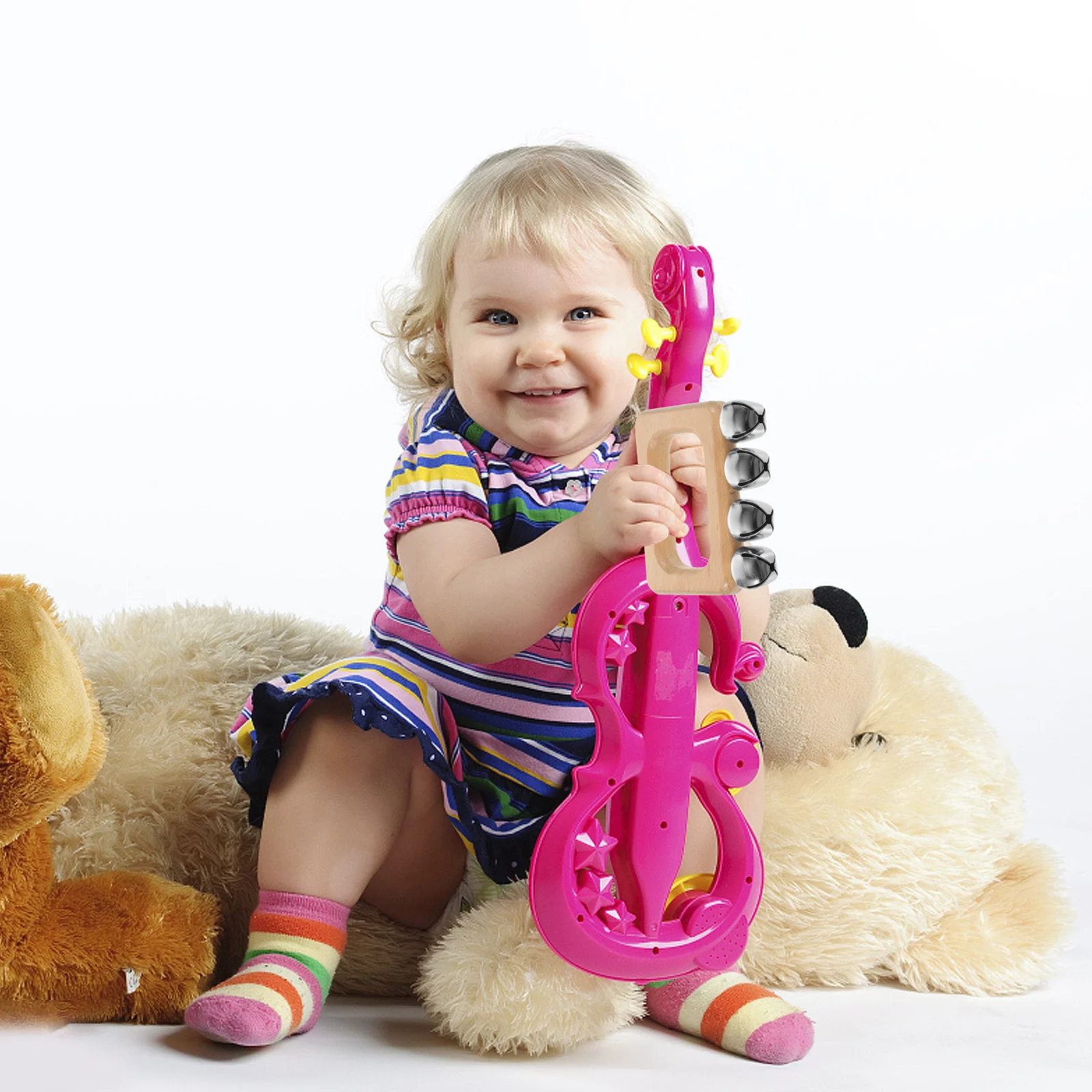 

1pcs Bell Wooden Handle Musical Instrument Toddler Baby Children Shaking Bell Hand Bells For Kids Toddler Musical Instruments