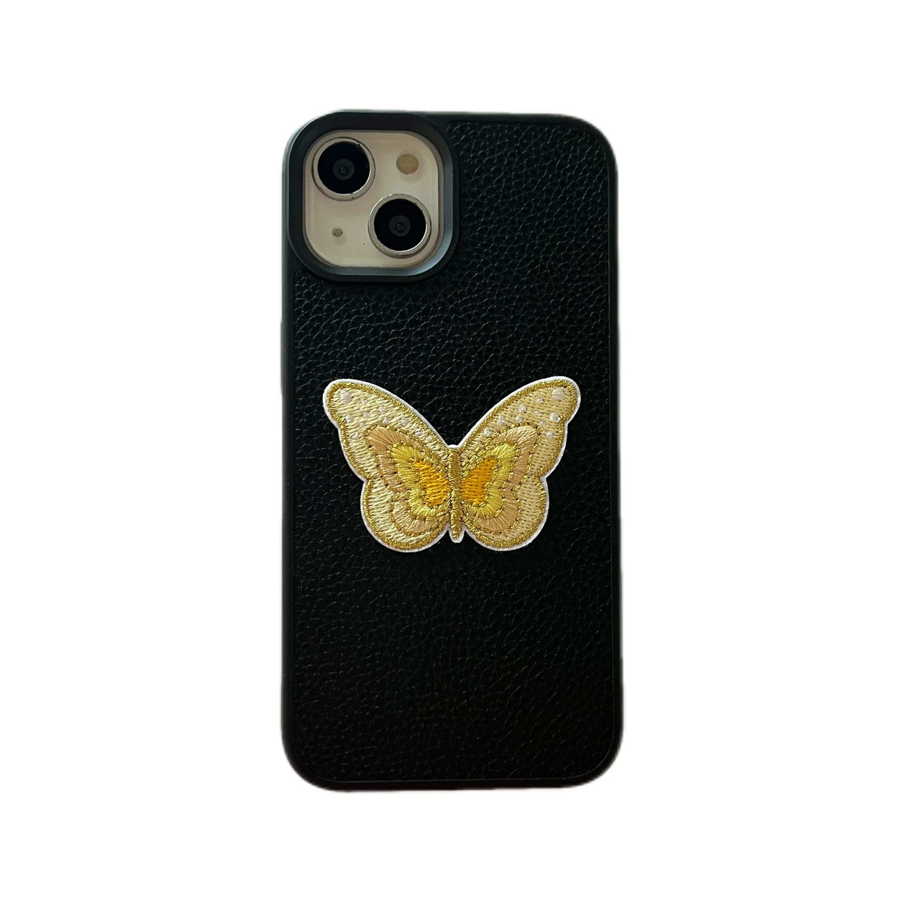 

Elegant and Stylish Butterfly Embroidered Litchi Leather Phone Case For iPhone 15 14 13 12 Pro Max