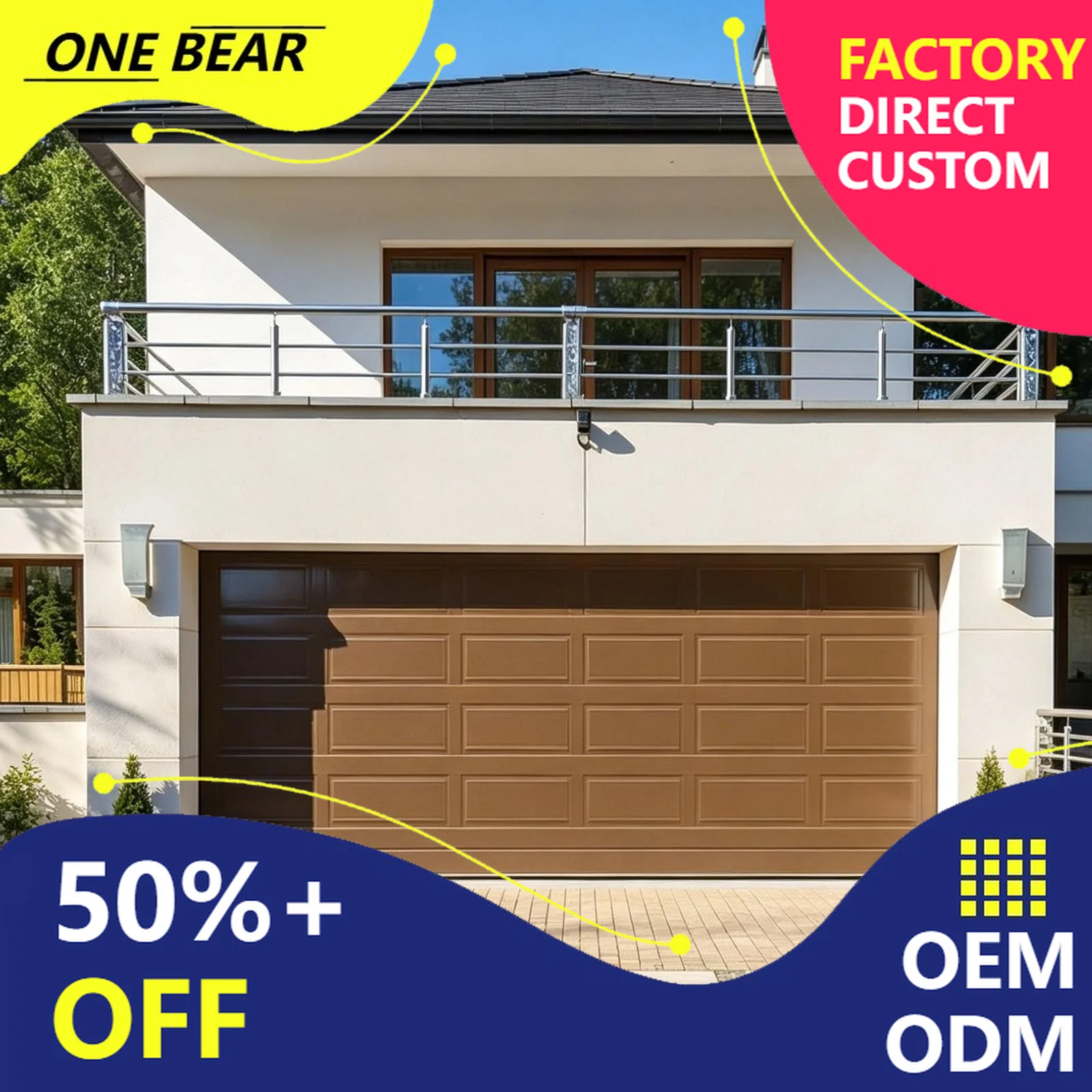 Any Size Custom Smart App Intelligent Aluminum Garage Door Mobile Remote Control Auto Lift Modern Residential Entry Door