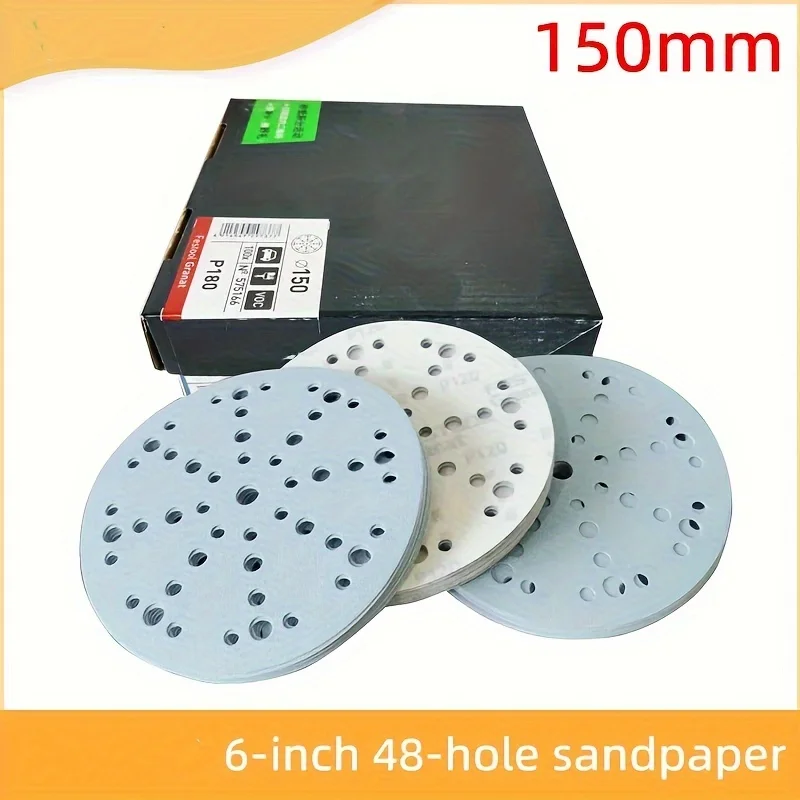 

FESTOOL 6-Inch 48-Hole Sandpaper, 150mm Round Flocked Dry Ground for Car Paint - Dust-Free Sanding Disc Abrasive