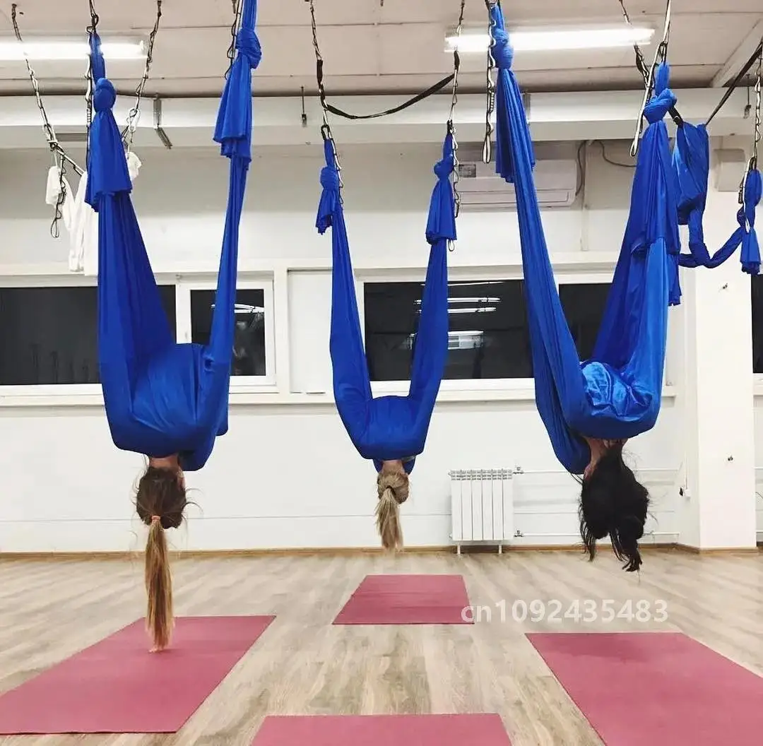 FITNESS Juego de hamaca aérea para yoga de 4,37 yardas: sedas aéreas duraderas con correas de extensión y práctica de inversión de mosquetones