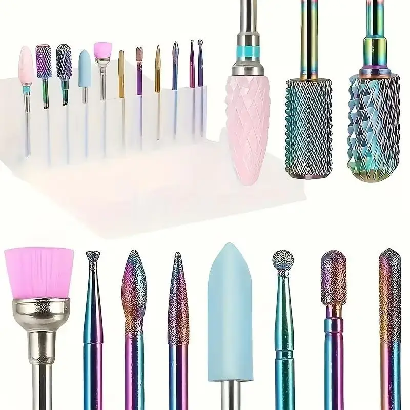 11 Pcs/box Professional Ceramic Nail Drill Bit Set Electric Manicure Nail File Bit For Acrylic Gel Nails And Cuticles