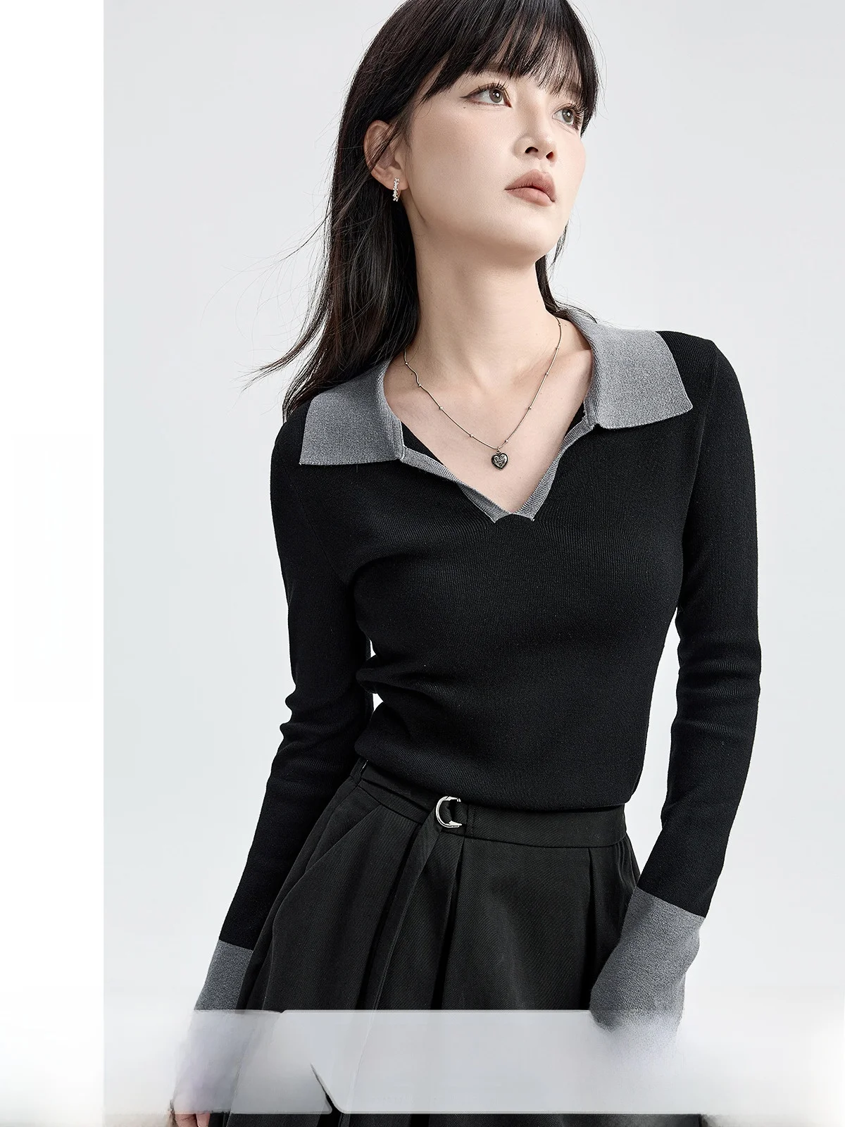 

Женский трикотаж с цветочным воротником Guier, облегающий крой Ele Sle, осеннее новое поступление, модный топ Quali Long Sve Crew...