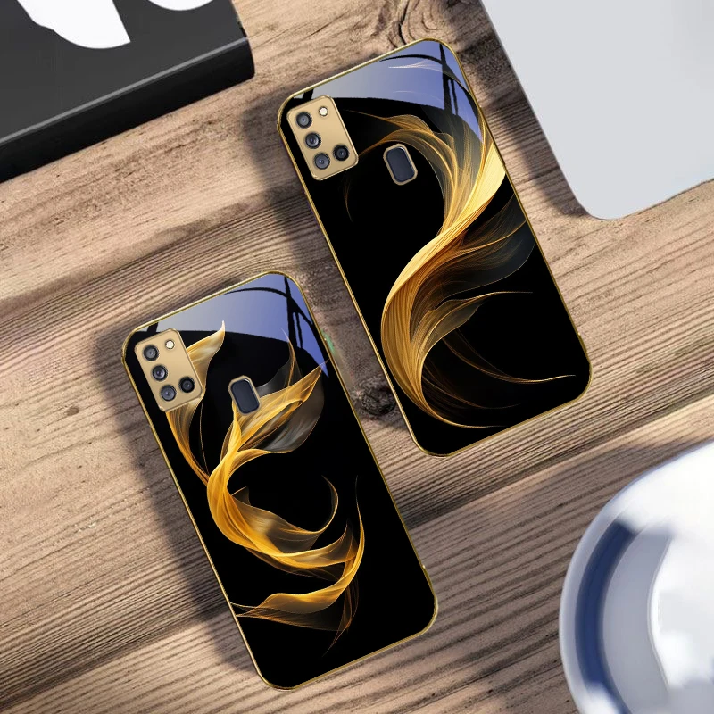 العائمة الشريط الذهبي لسامسونج A 31 32 A33 A34 35 14 A15 13 16 25 26 50 52 53 54 55 56 70 71 72 73 الزجاج الذهبي جراب هاتف