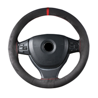 Suede Cowhide Hand Sewing Car Steering Wheel Cover 37-38CM Braid On Steering Whee Wear-Resistant Auto Interior Accessories