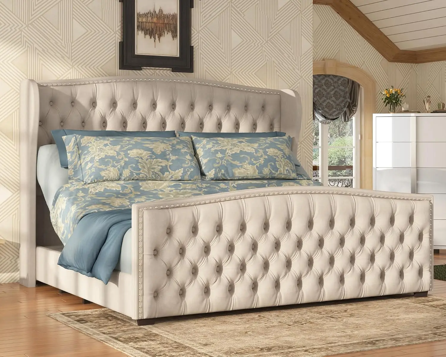 Velvet Upholstered King Adjustable Bed Frame 51