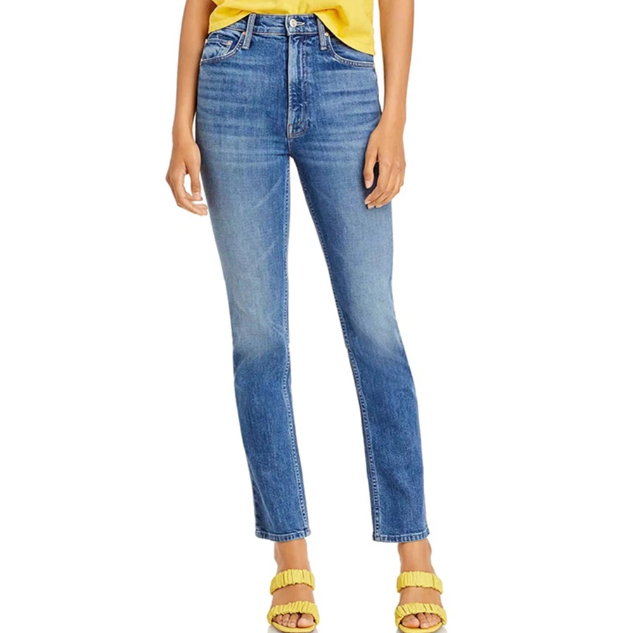 

Maxdutti Minimalist High Waisted Deep Blue Elastic Slim Fit Pencil Jeans Office Ladies Straight Leg Denim Pants Woman Clothes