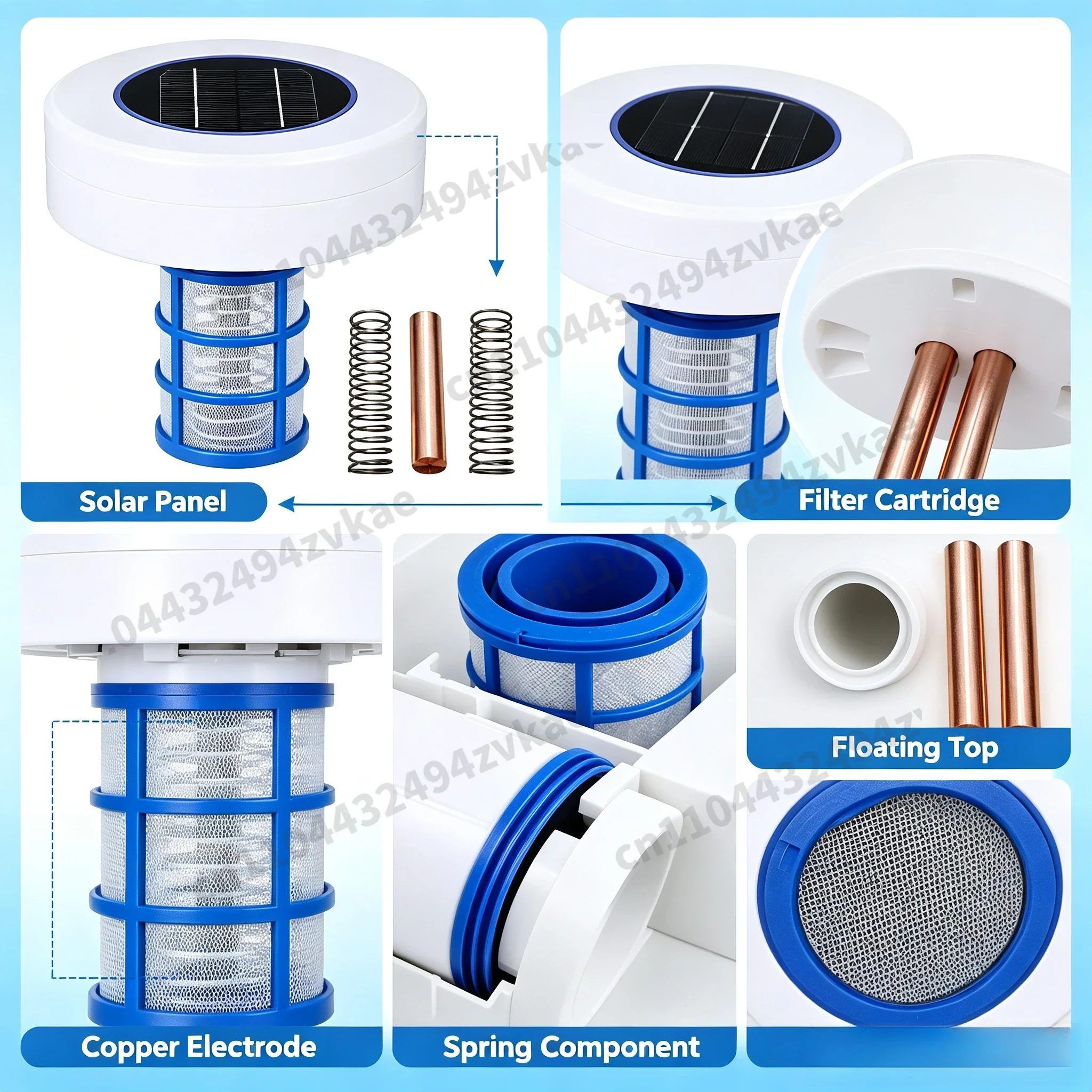 Solar Swimming Pool Water Purifier with Copper Silver Ion Sterilization, Efficient Algae Removal Disinfection Equipment