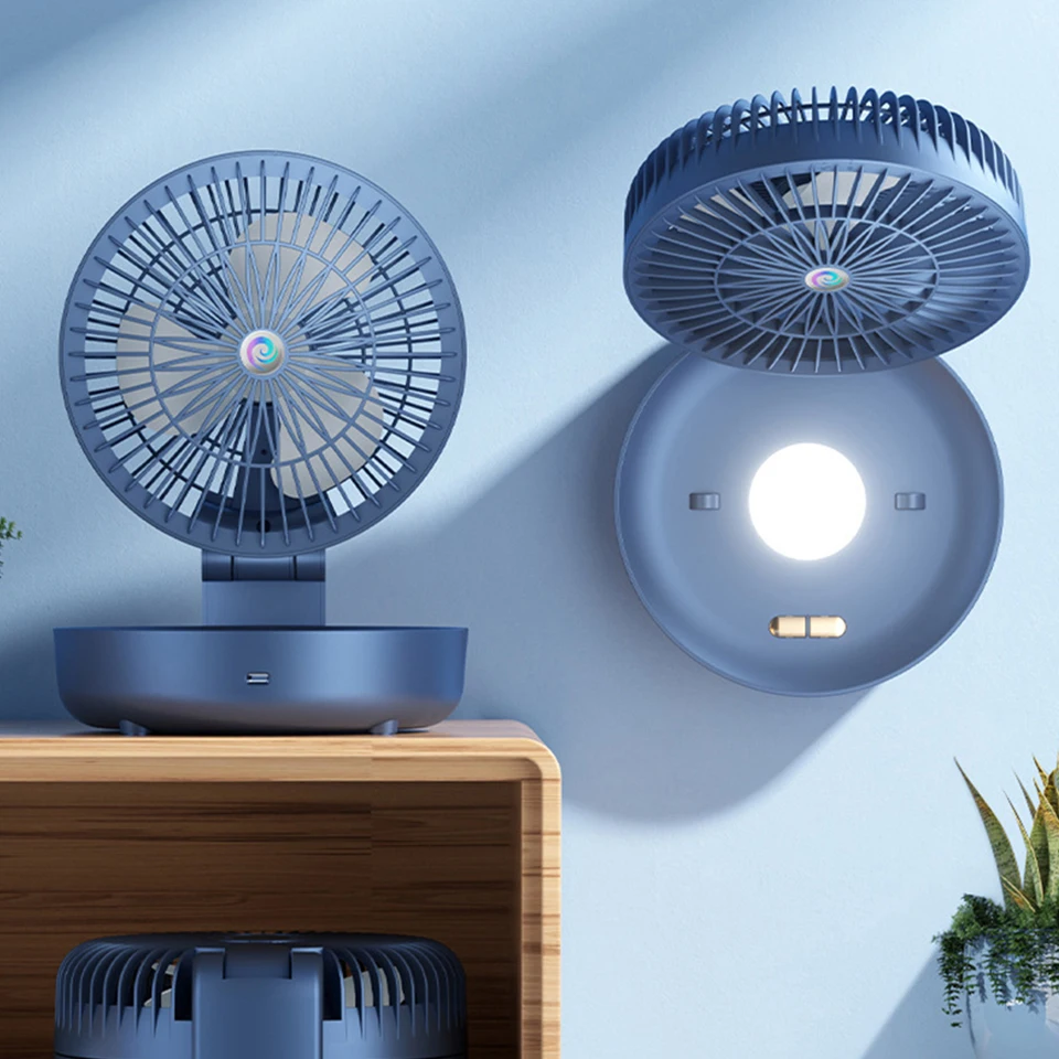 Desktop Folding Fan Portable Storage USB Charging Small Fan With Light Multifunctional Dual-Purpose Wall-Mounted JMF-10