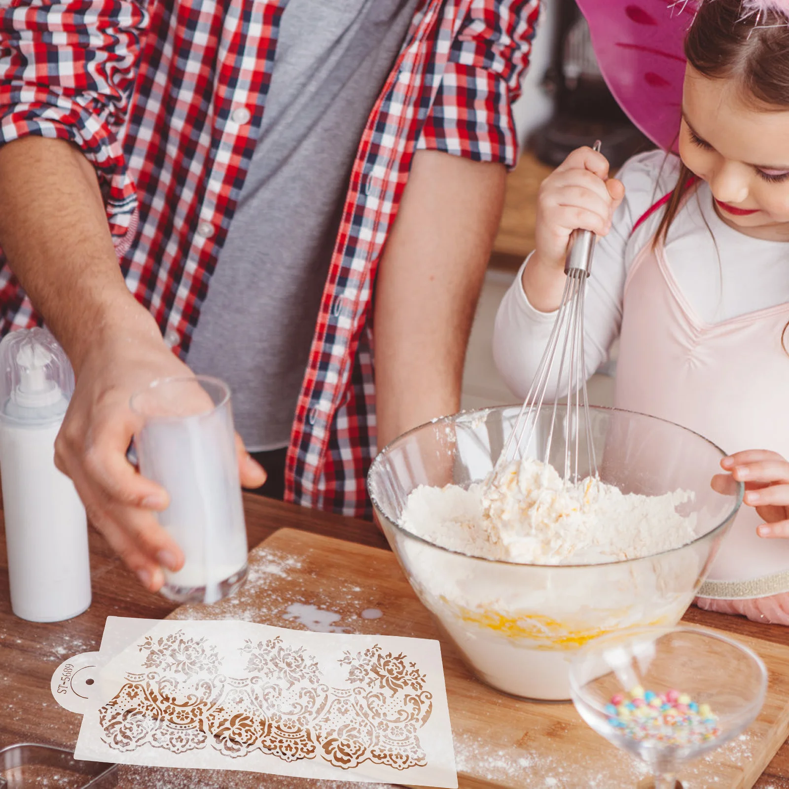 4Pcs Cake Decorating Stencils Graffiti Templates Multi-Use Non-Stick Baking Stencils for Coffee Cookies Pastry DIY Drawing