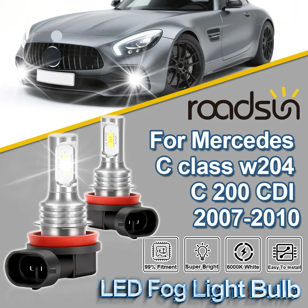 ROADSUN 2X Für Mercedes C-Klasse W204 C 200 CDI 2007-2010 Canbus Auto-LED-Nebelscheinwerferlampen Ultrahelle Nebelleuchten 2008 2009