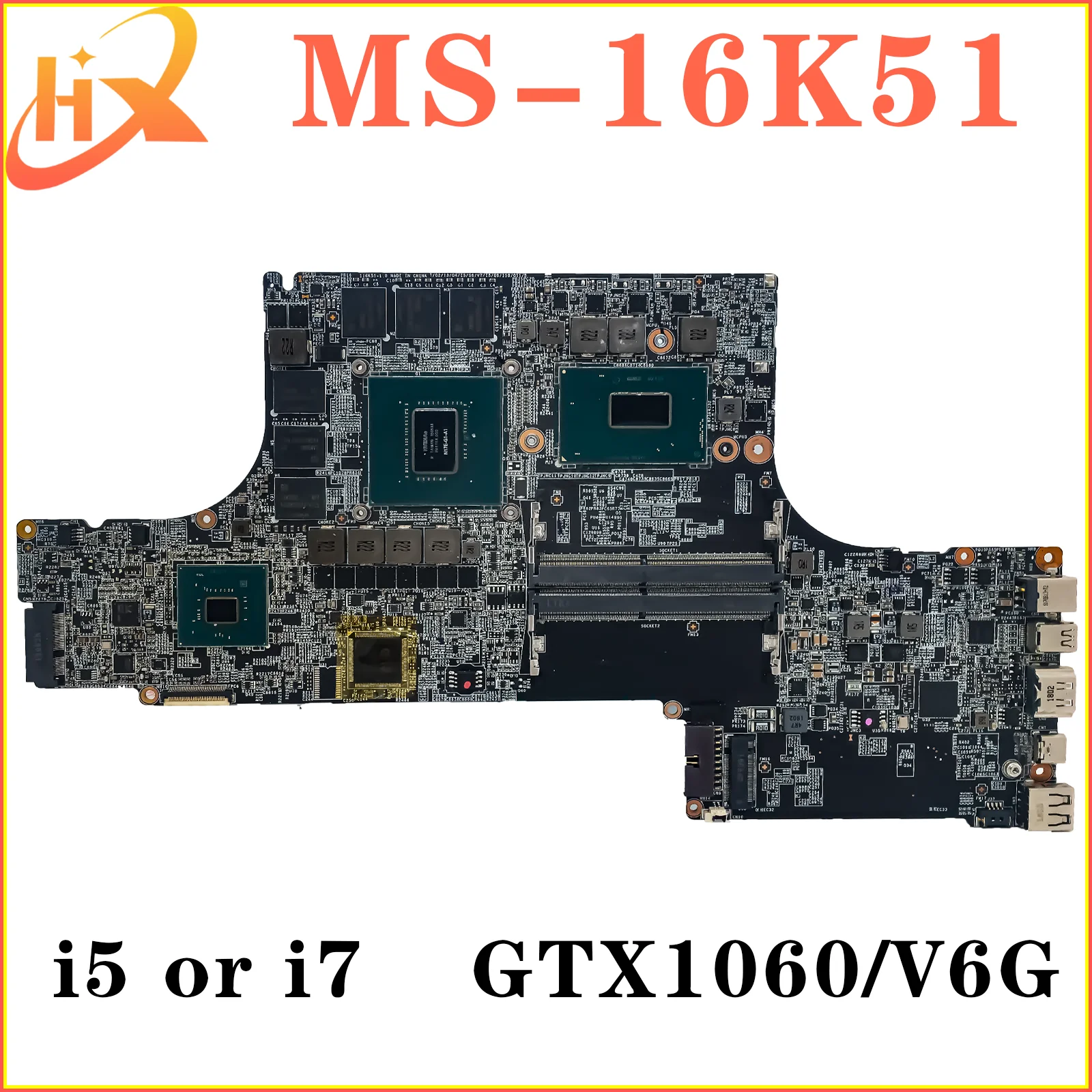 

Mainboard For MSI MS-16K51 MS-16K5 Laptop Motherboard i5 i7 8th Gen GTX1060/V6G