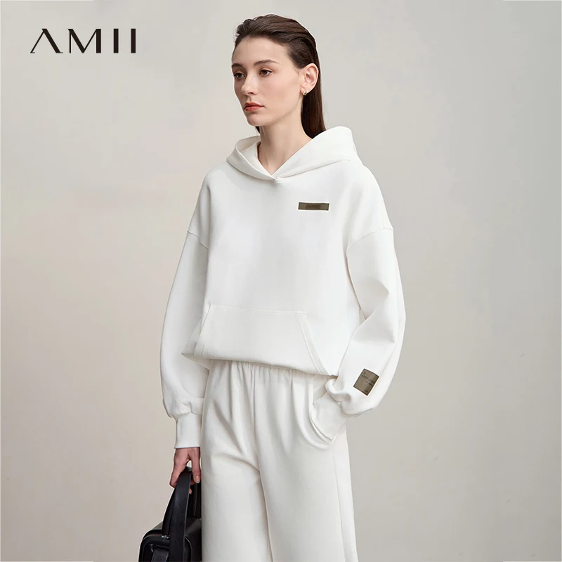 AMII Woman Sweatshirts 2025 Autumn New Long Sleeves Printed Cotton Female Sweatshirt Loose Casual Style Hoodies Woman 12523014