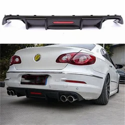 Suitable for Volkswagen Passat CC spoiler 2009-2017 Shark style with LED light diffuser bumper guard carbon fiber rear lip
