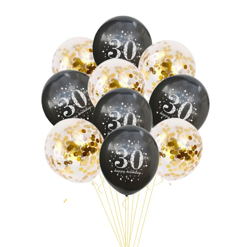 Latex Birthday Balloon 12inch Confetti Balloons 30 40 50 60 Years Old Birthday Party Adult Anniversary decor Foil Helium Ballon