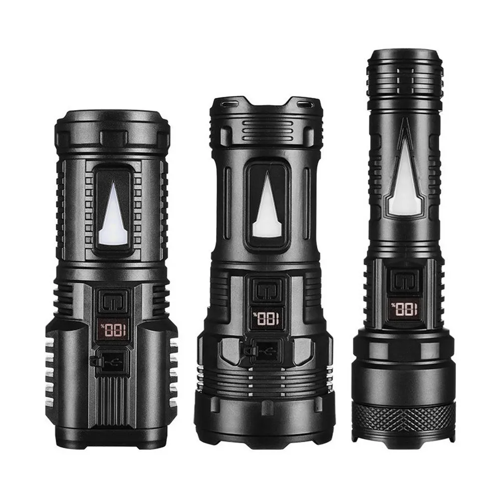 High Power Super Bright 7*LED Flashlight Strong Light Tactical Torch With Side light Lamp Waterproof Built In Battery Lamp