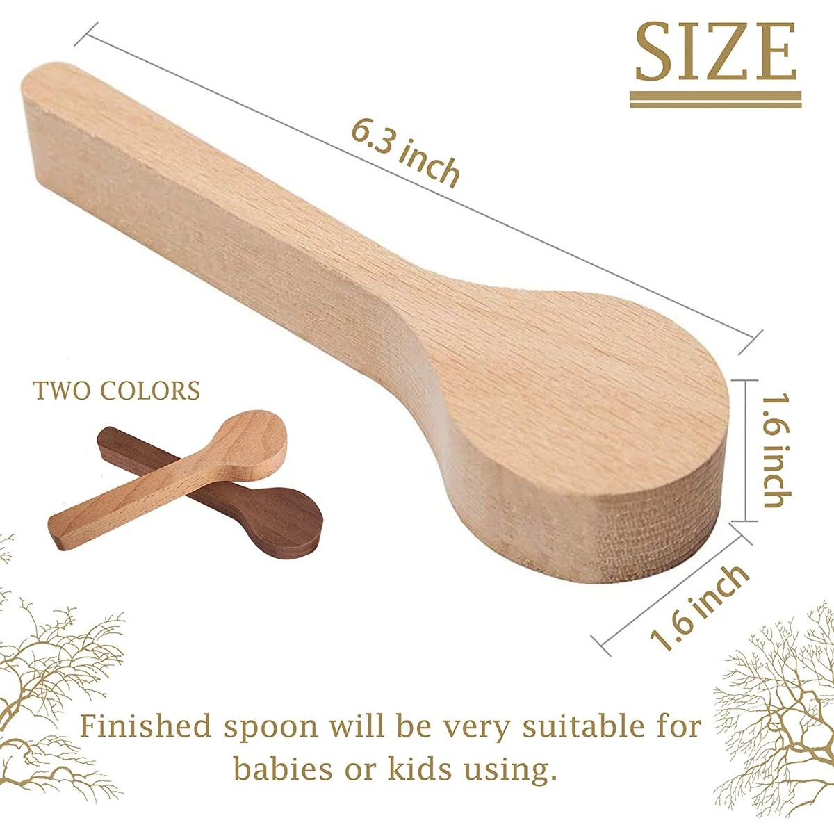 5Pcs Wood Carving Spoon Blank Kit Beech and Walnut Unfinished Wooden Spoon Portable Wood Carving Block Wooden Whittling Art