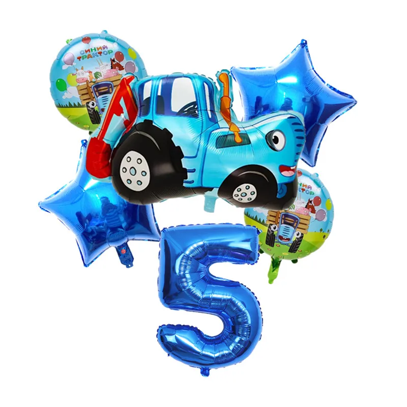 Farm Tractor Balloons 32inch bule Green Number Foil Balloons Excavator Ball Kid Birthday Party Decorations Baby Shower Supplies