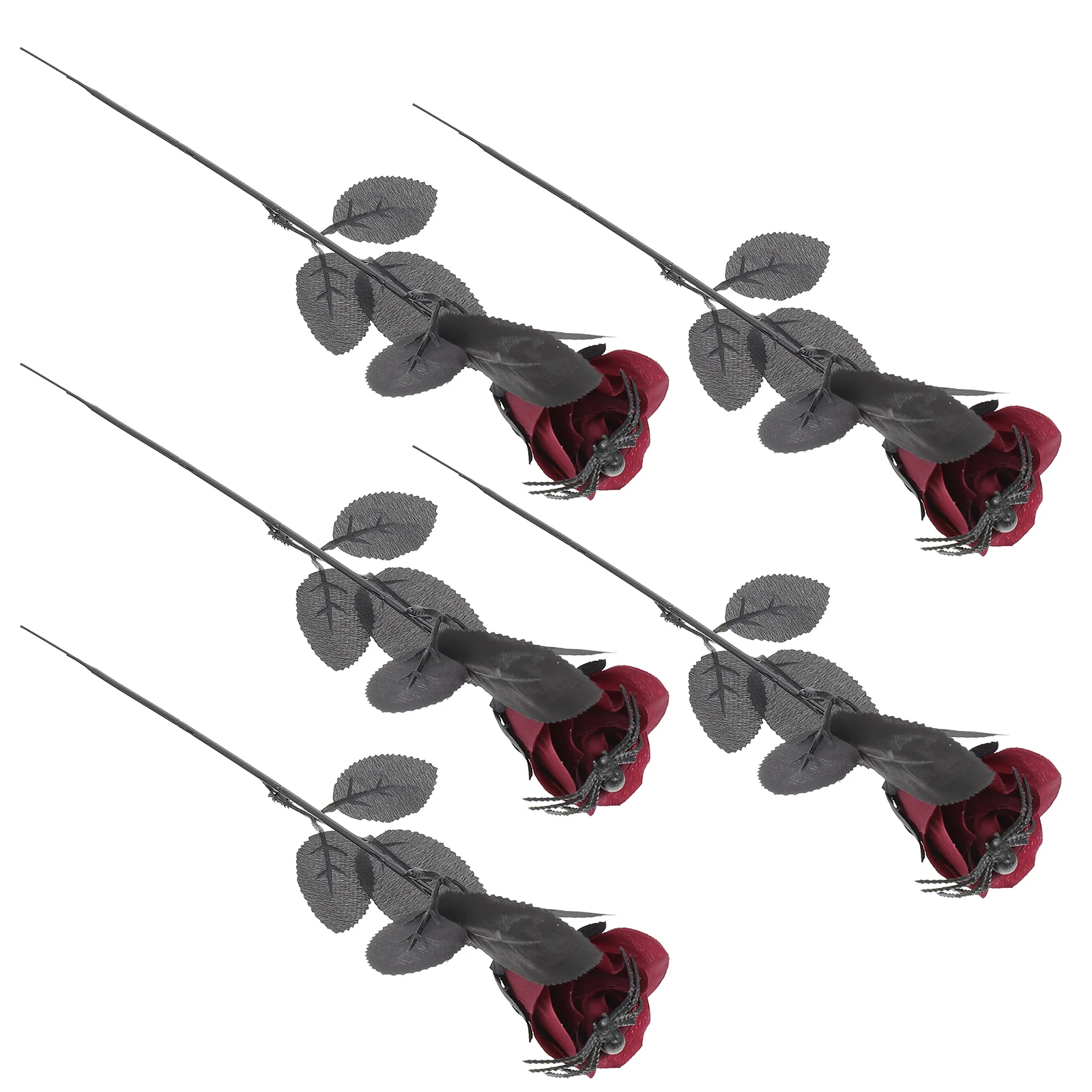 

5pcs Artificial Spider Rose Decoration Plastic Polyester Halloween Props Room StoreHaunted House Creepy FlowersFlower