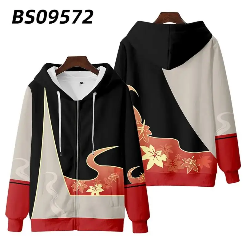 2023 3D genshin Impact Kaedehara Kazuha Zipper Sweatshirt Hoodie Autumn and Winter Children's  Adult Hoodie Fleece