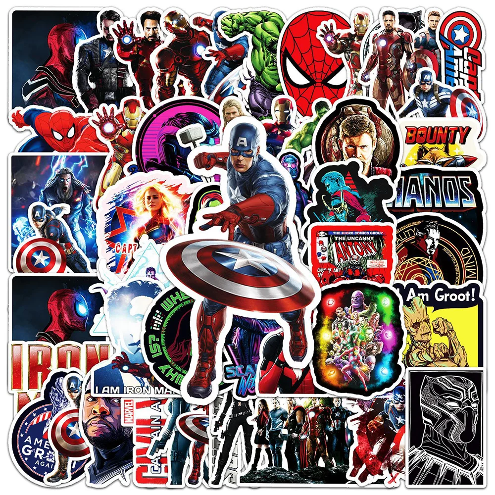 

10/30/52pcs Marvel Anime Stickers The Avengers Cartoon Decals Waterproof Cool Graffiti Laptop Luggage Skateboard