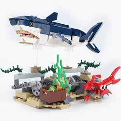 Creative 3in1 Gear Mechanical swimming shark Model Building Blocks Ideas Toys Deep Sea Creatures Children Bricks Kids Gifts