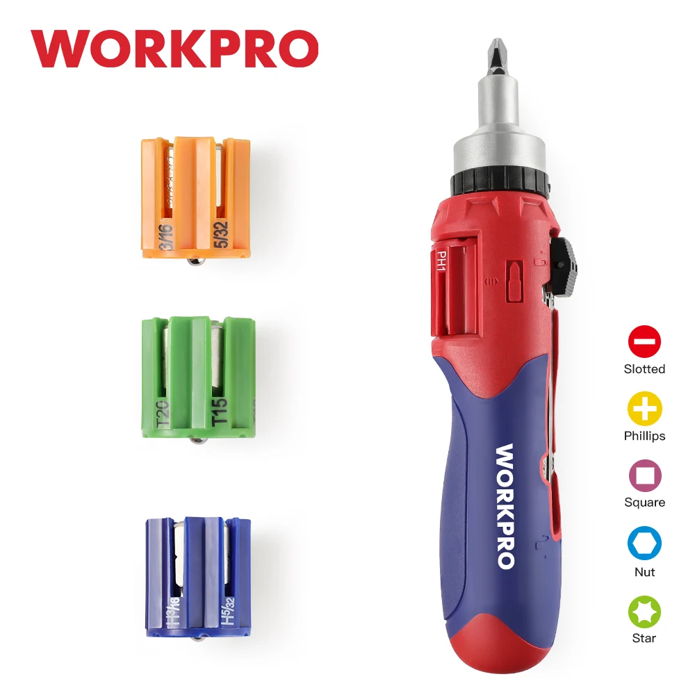 WORKPRO-destornillador de carga automática 24 en 1, kit de herramientas de reparación, juegos de brocas múltiples