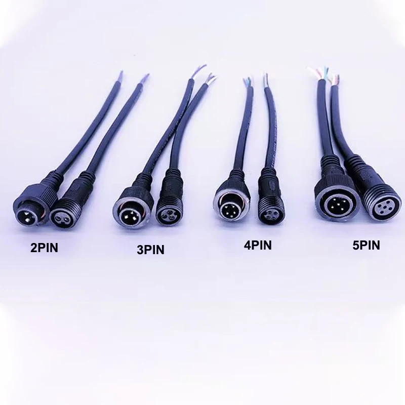4 pairs Waterproof Male Female Connector Cable IP67 2/3/4/5 Pin 0.3/0.5/0.75mm² Extension Wire for LED Light Outdoor