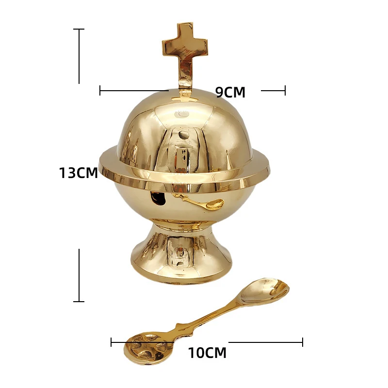 Catholic Gold Brass Incense Burner Incense Boat with Spoon13x9cm Church Ceremonial Supplies Made In German