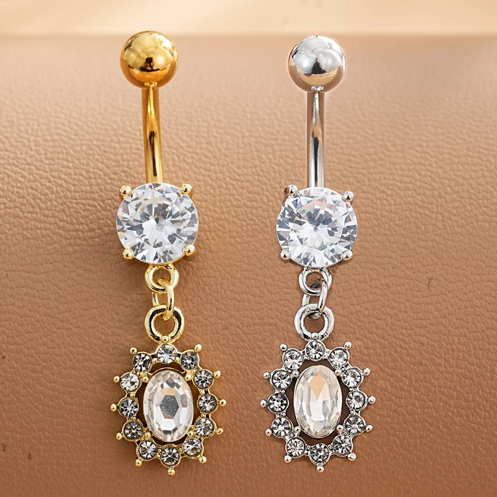 Faux Fake Belly Button Ring, 3/5 Reverse Crystals