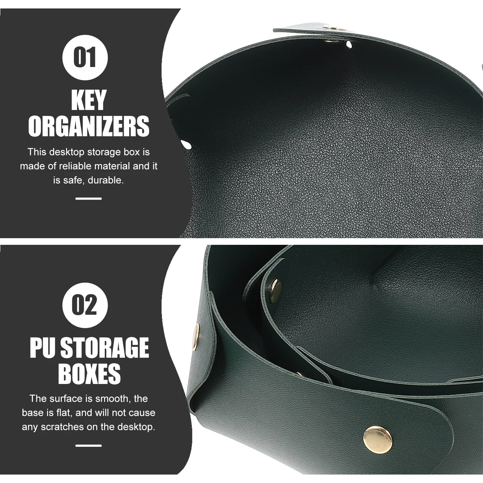 

2Pcs PU Desktop Organizer Multi Function Space Saving Entryway Key Chain Storage Organizers PU Storage Boxes