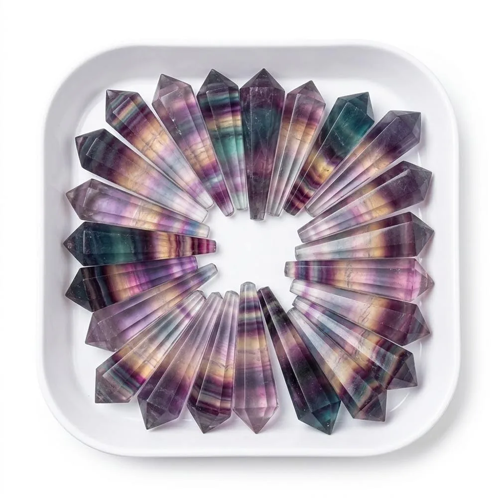 Custom Natural Fluorite Pendulum Dowsing Point Pendant Healing Crystal Stone Necklace Wiccan Divination Tool Reiki Energy Gi
