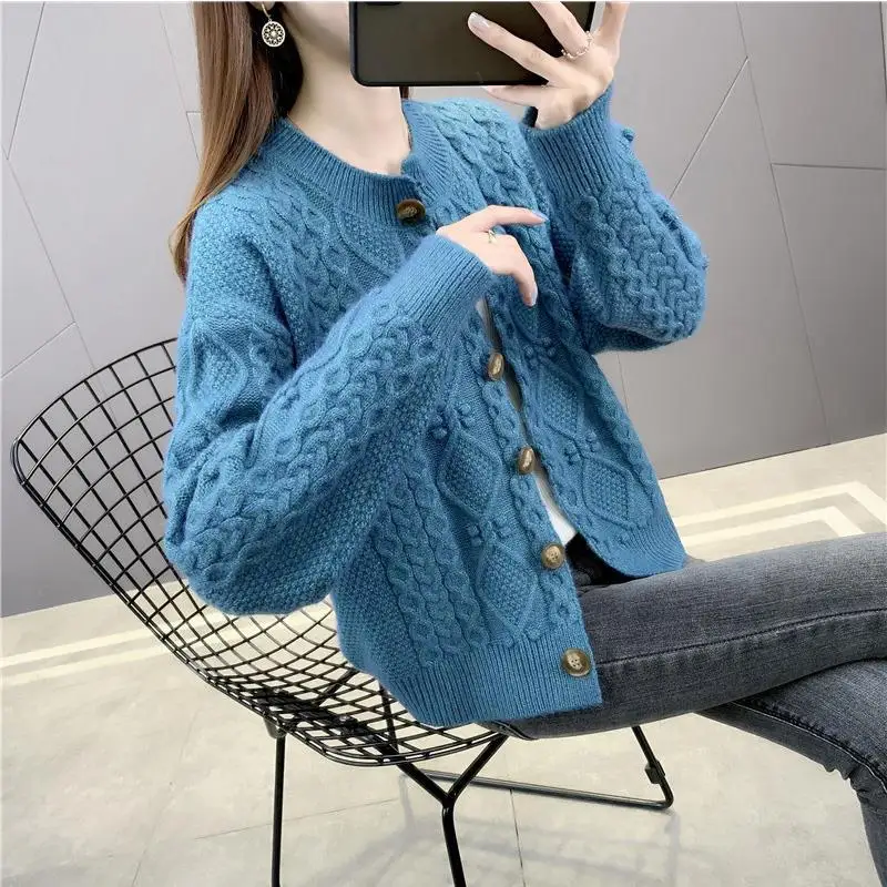 Spring Autumn Knitted Cardigan for Small Men 2024 New Casual Jacket for Women Loose Small Fragrant Style Women\'s Short Jacket