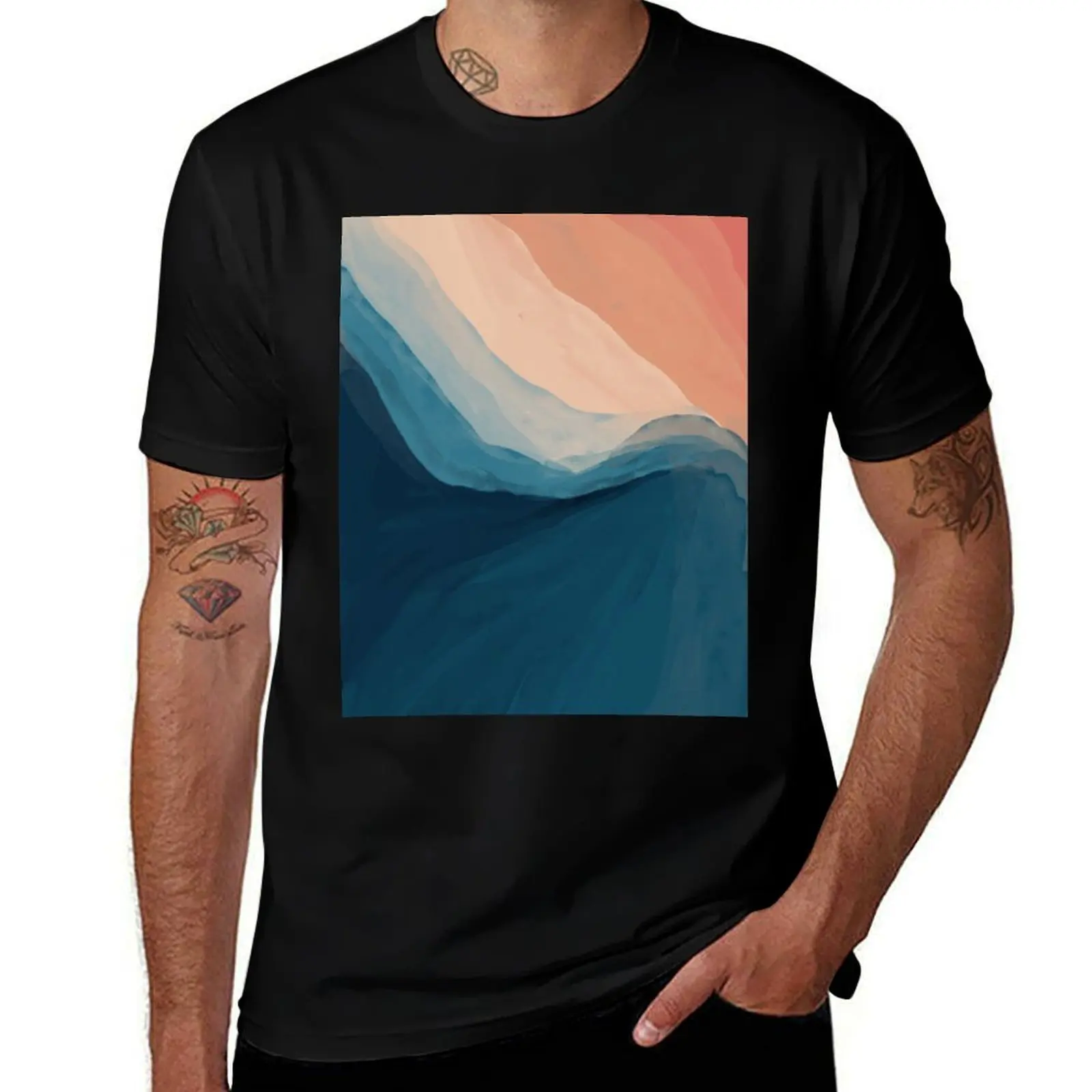 

Watercolor Abstract Waves T-Shirt sports fans blanks anime t shirts oversized graphic tee men tshirt