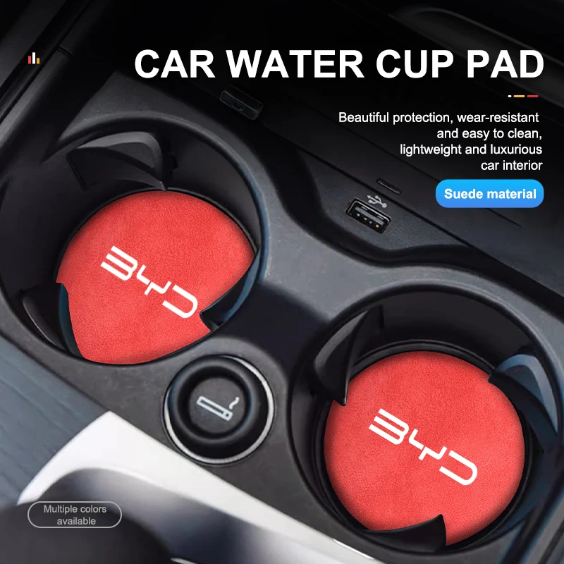 2pcs Car Anti-Slip Water Cup Pad Drink Holder Mat Accessories For BYD Atto 3 Act Tang Yuan Song Plus EV F0 Qin Han