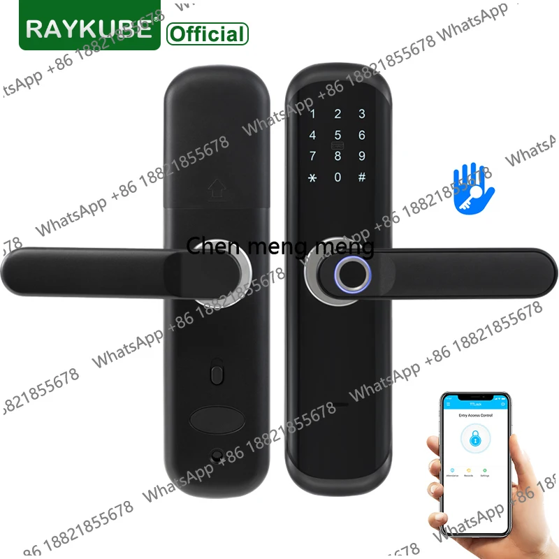 TT lock Bluetooth Fingerprint Door Lock M1 Card Password Keyless Add Gateway Work With Alexa/Google Unlock Wifi Black X3