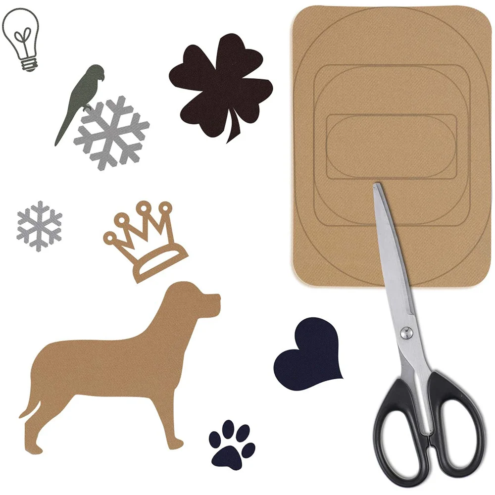 AT13 30 Pieces Iron on Fabric Patches Fabric Repair Patches Twill Clothing Repair Patch Kit for Jacket Clothes, 5 Colors
