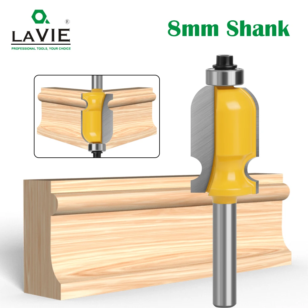 LAVIE 1pc 8MM Shank Architectural Molding Line Router Bit Woodworking Milling Cutter For Wood Bit Face Mill Wood MC02080