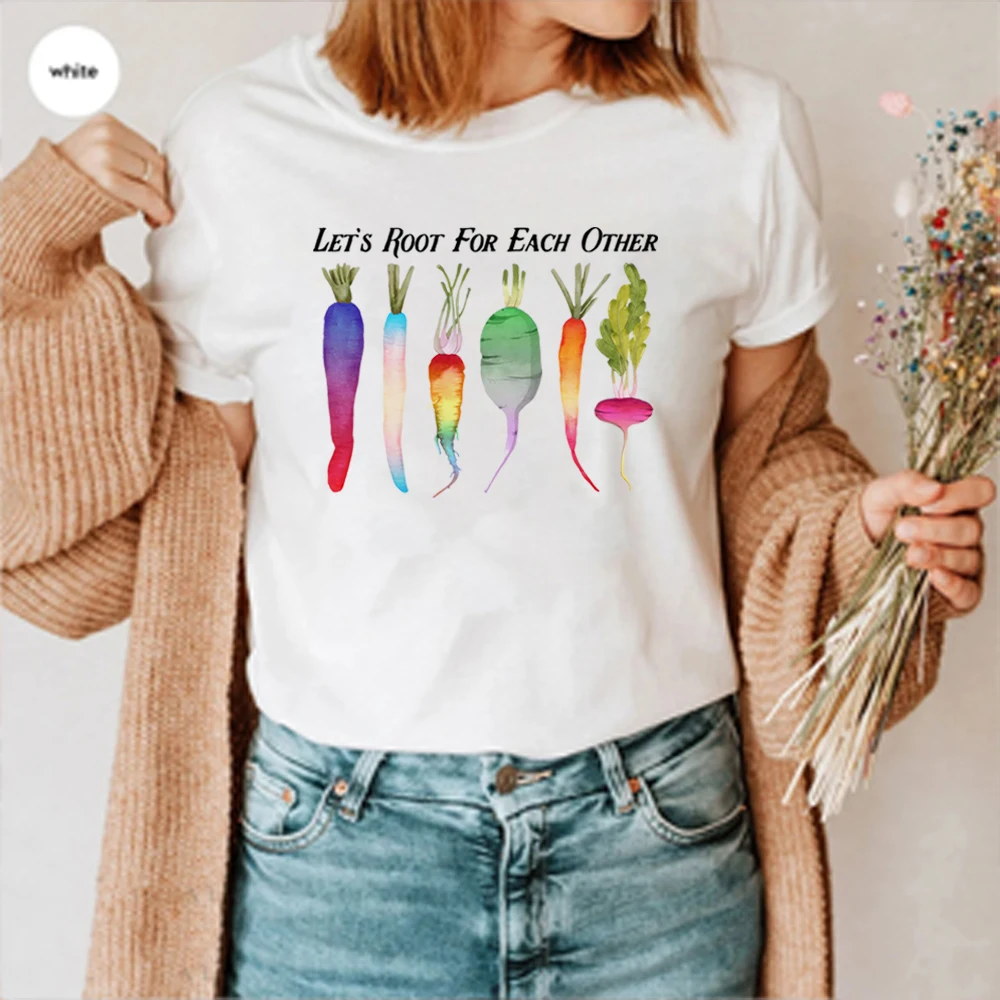 Let’s Root for Each Other T Shirt LGBTQ Plant Shirt Designs Plat Tshirt Pride Shirts Summer Casual Tee Unisex Short Sleeves Tops