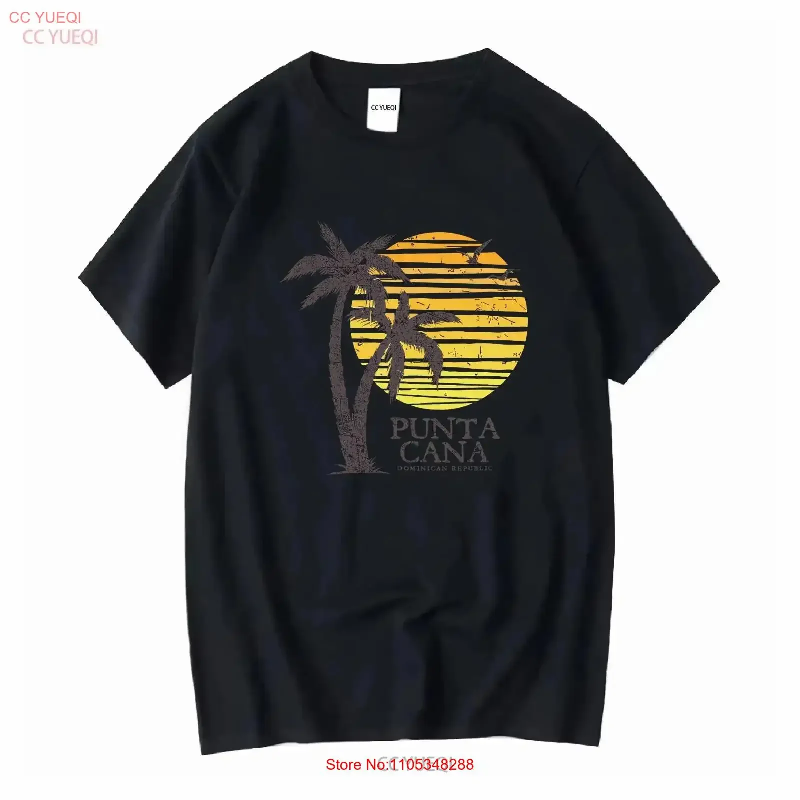 Punta Cana Dominikanische Republik Sonnenuntergang Souvenir T-Shirt Vintage Washed Vielseitig Leicht Herrenartig Grafik Vintage Washed