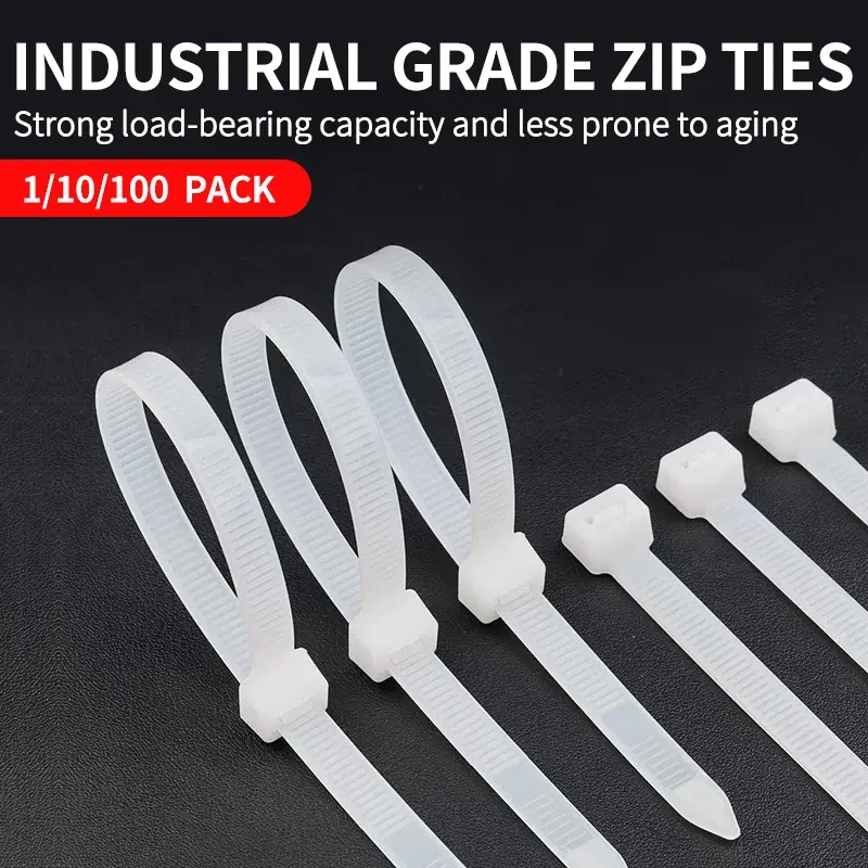 

Pack of 1000/250Pcs White Nylon Cable Self-locking Wire Zip Ties Set Kit 3*100 3*150 4*200 Industrial Supply Fasteners Cable