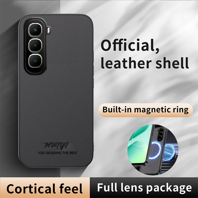 إطار ناعم من الجلد الفاخر للأعمال للغطاء المغناطيسي لهاتف انفينيكس هوت 60 هوت 60 حافظة مضادة للصدمات